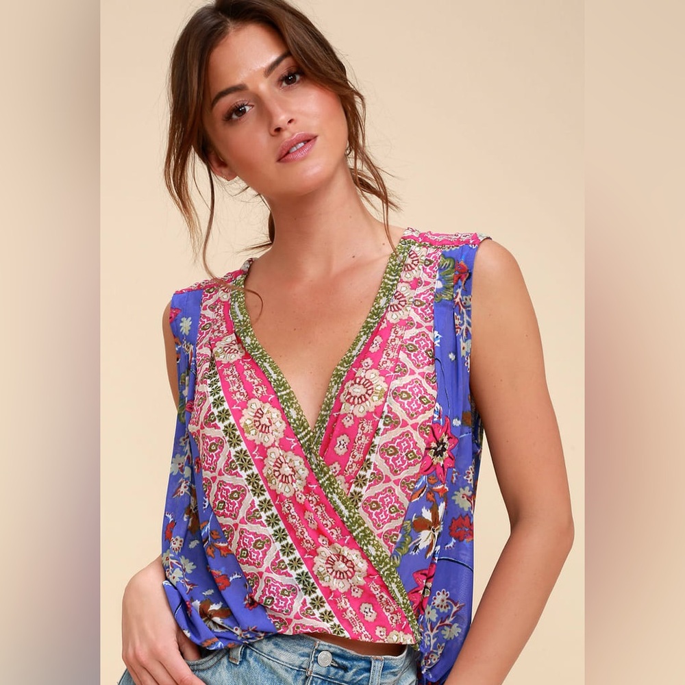 Free People Havana Floral Print Sleeveless Top
